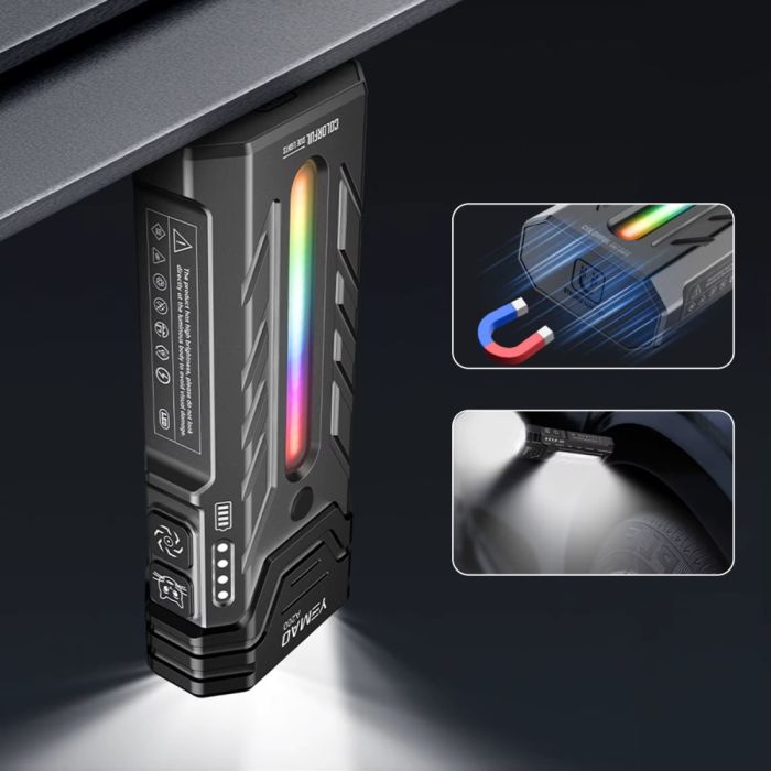 Ліхтар YEMAO YM-A200-3SLWAV4+SST36+RGB, Li-Ion акумулятор, ЗУ Type-C, магніт
