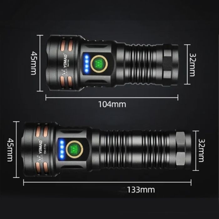 Ліхтар YEMAO YM-F71X-TG+6P35, 1x26650/26350, ЗУ Type-C, магніт, IP55