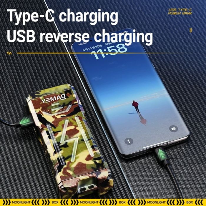 Ліхтар YEMAO YM-G666M-6P80, Li-Ion акумулятор, Power Bank, ЗУ Type-C, чохол