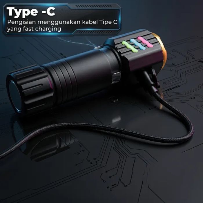 Ліхтар NIGHT VISION FLUORESCENCE 301-3XTE, 1x18650, ЗП Type-C, магніт, Box