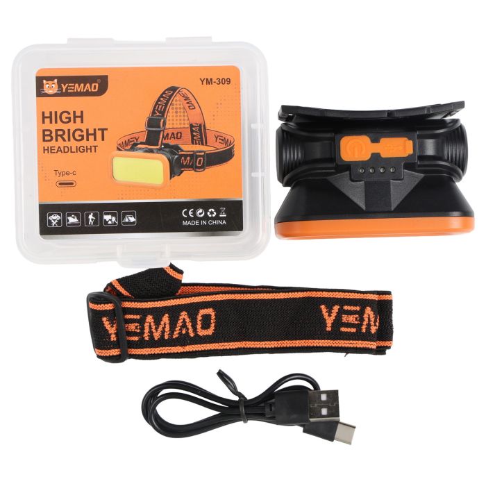 Ліхтар налобний YEMAO YM-309-COB(White+Red), Li-Ion акумулятор, ЗП Type-C, Box