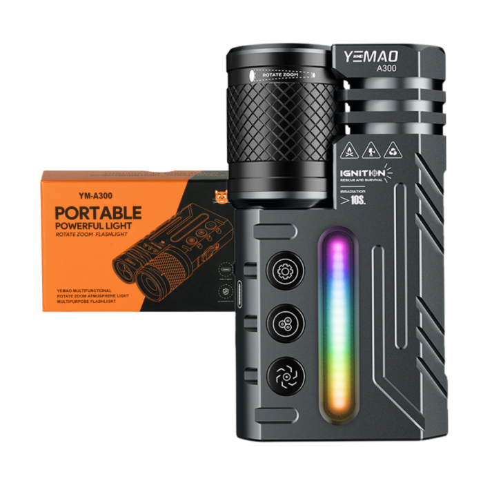Ліхтар YEMAO YM-A300-SFT12R+3x3535+RGB, Li-Ion акумулятор, ЗУ Type-C, zoom