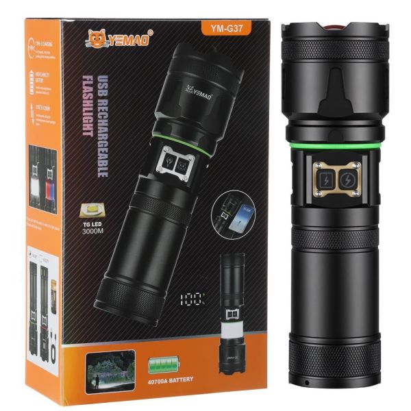 Ліхтар YEMAO YM-G37-TG-30W, 1x40700, Power Bank, ЗУ Type-C, zoom, функція лампи, IP66