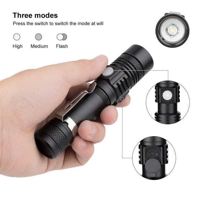 Ліхтар Police 802-T6, 1х18650, зажим, zoom, ЗУ microUSB, Box
