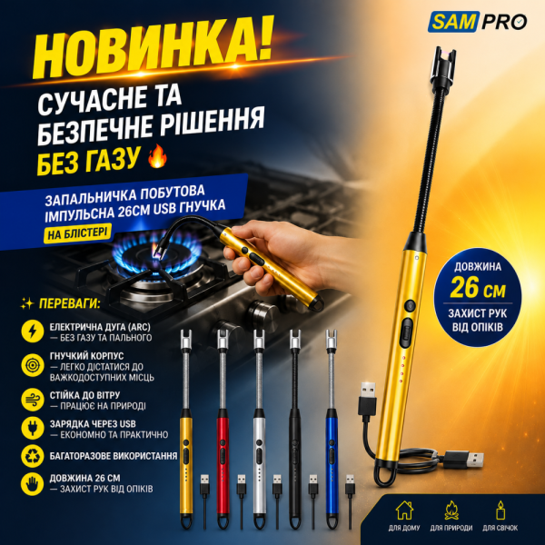 Електронна USB-запальничка HL-891 з гнучкою головою для плити, свічок і багаття, Type-C, вітрозахисна