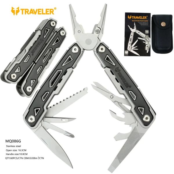 Багатофункціональний мультитул 15 в 1 Traveler MQ086G-1 (263 г) з чехлом