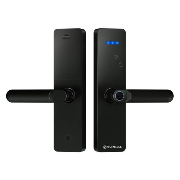 Розумний дверний біометричний замок SEVEN LOCK SL-7740BF black (врізна частина 5050)