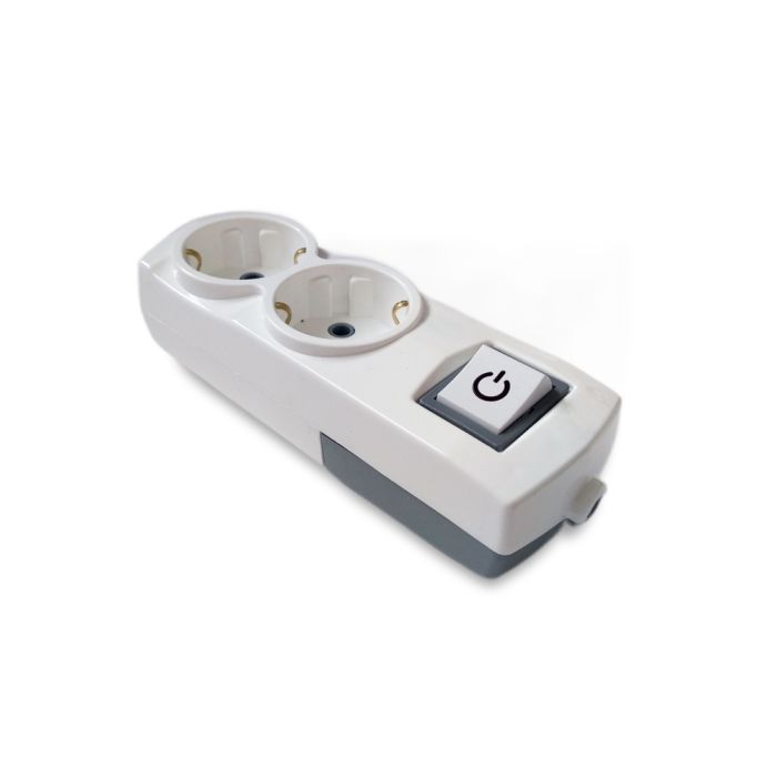 Колодка Sokol на 2 гнізда із заземленням та вимикачем