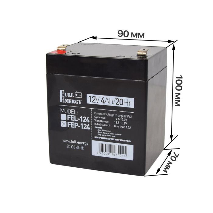 Акумулятор 12В 4А·год для ДБЖ Full Energy FEP-124
