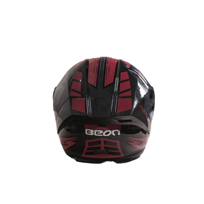 Мотошолом інтеграл Beon R SHINY GREY (глянець сірий/червоний) розмір ХL