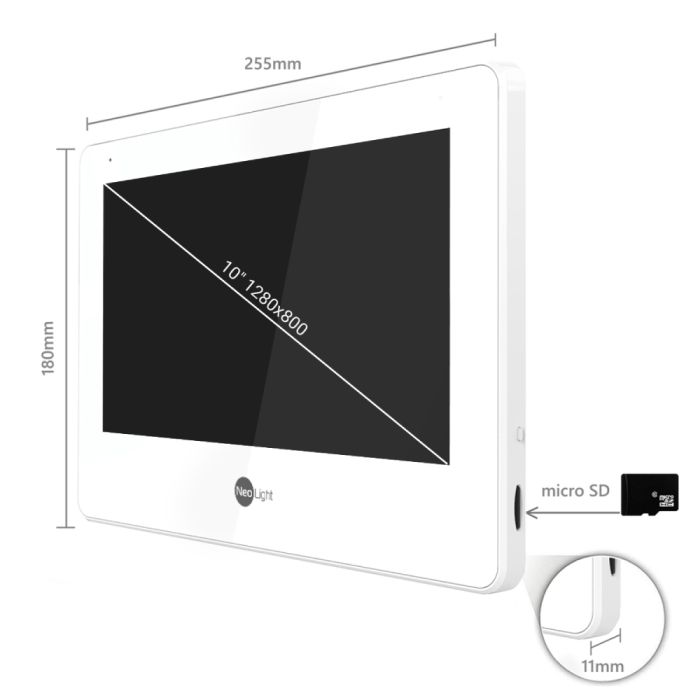 Комплект Neolight MEZZO Hybrid IP KIT Graphite: гібридний відеодомофон 10.1" з Wi-Fi, 2 Мп відеопанель та PoE адаптер для панелі виклику