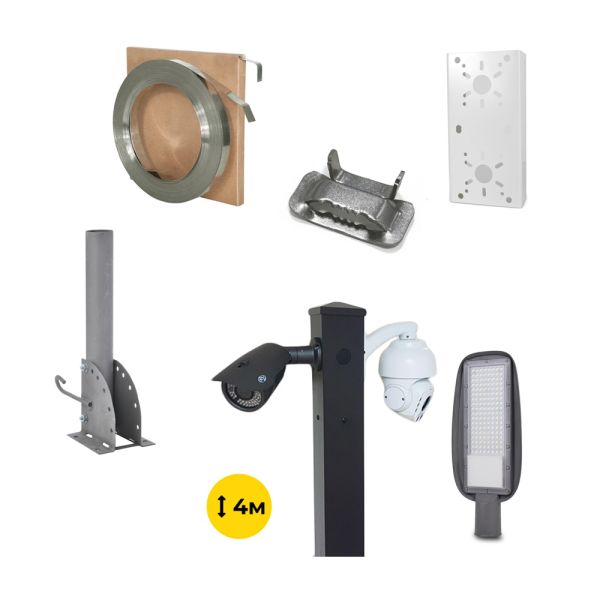 Комплект: Світильник світлодіодний Lightwell ZY-DY11-65K-100W  + Стовп 103Р 4м + Кронштейн DS-1275ZJ + Бандажна стрічка SB 207 20х0,7 бухта 50м + Замок BCS-20 + Кронштейн ZelK КСУР (труба: 50) (довжина труби: 700)