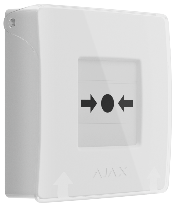 Бездротова програмована кнопка з механізмом скидання Ajax ManualCallPoint Jeweller White