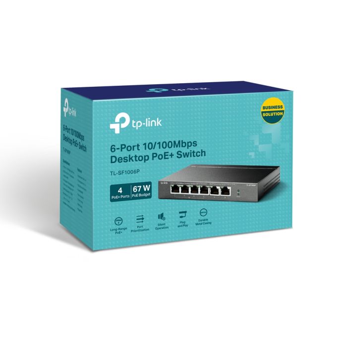 PoE-комутатор TP-Link TL-SF1006P 6-портовий з 4 PoE+ портами некерований