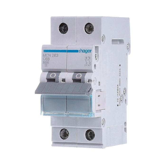 Автоматичний вимикач Hager MCN263A 2P 6 кА C-63A 2M