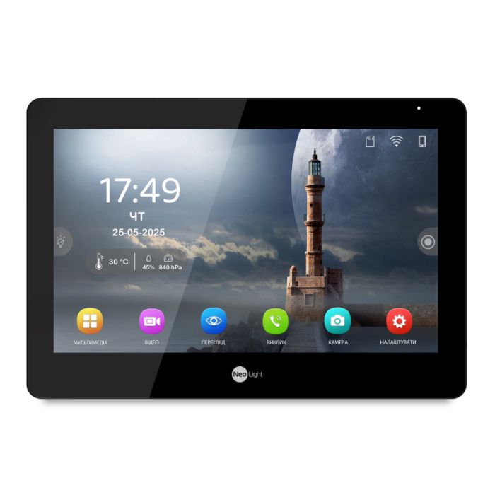 Комплект Neolight MEZZO Hybrid IP KIT B/Graphite: гібридний відеодомофон 10.1" з Wi-Fi, 2 Мп відеопанель та PoE адаптер для панелі виклику