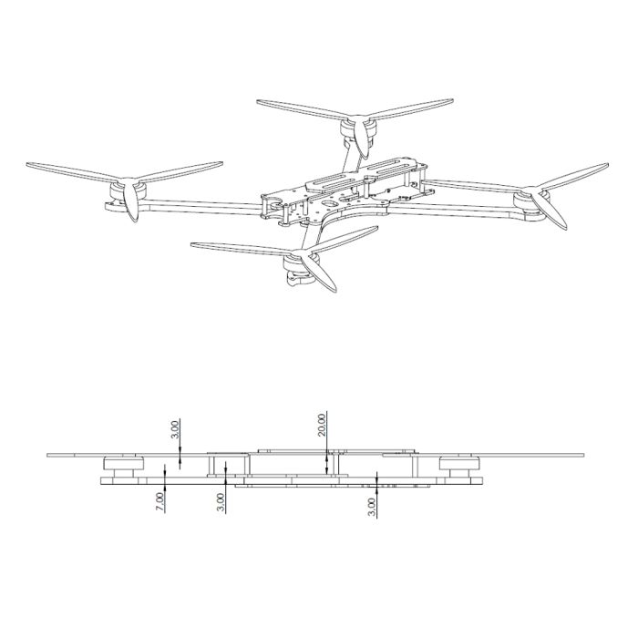 Карбонова рама для FPV-дрона Амага 10 дюймів, аналог рами iFlight Chimera CX10 ECO