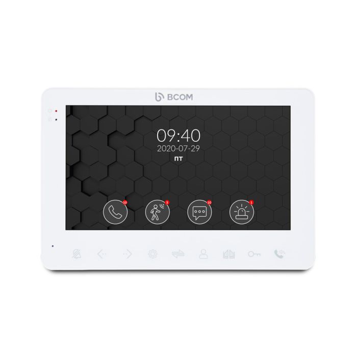Комплект відеодомофону BCOM BD-780FHD White Kit: відеодомофон 7" і відеопанель