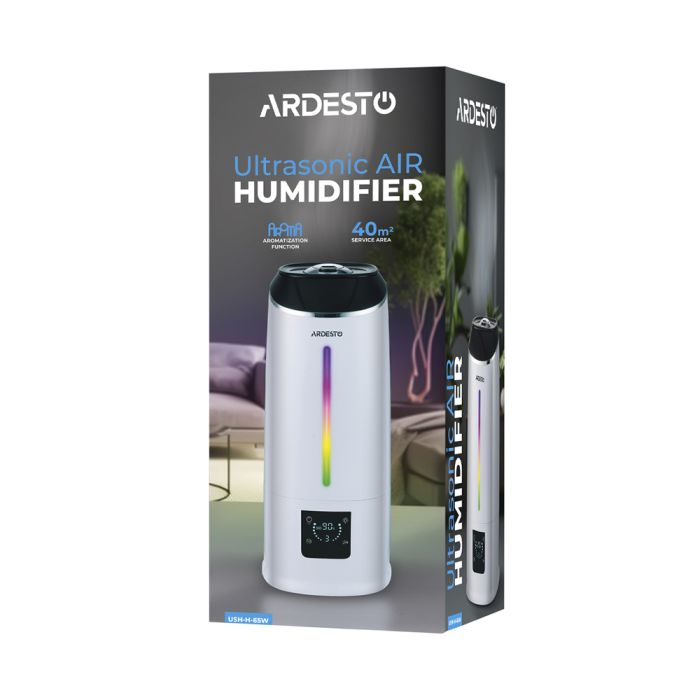 Зволожувач повітря ARDESTO USH-H-65W до 40м² ультразвуковий з пультом дистанційного керування, білий