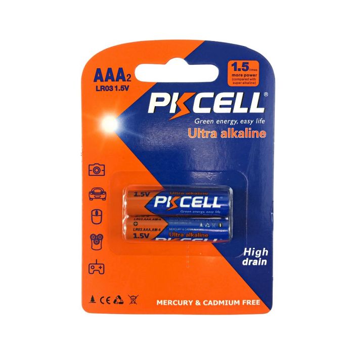 Комплект з 20 батарейок PKCELL Ultra Alkaline AAA LR03 1.5V по 2шт./блістер