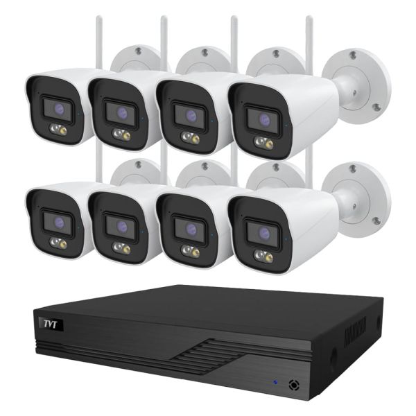 Комплект IP-відеонагляду на 8 камер TVT IP-Video Kit 8x5Mp (B) WiFi: 8 циліндричних 5Mp WiFi відеокамер + 8-канальний 8Mp відеореєстратор