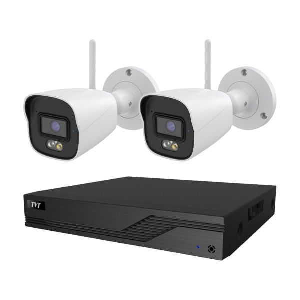 Комплект IP-відеонагляду на 2 камери TVT IP-Video Kit 2x5Mp (B) WiFi: 2 циліндричні 5Mp WiFi відеокамери + 4-канальний 8Mp відеореєстратор