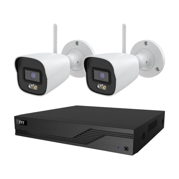 Комплект IP-відеонагляду на 2 камери TVT IP-Video Kit 2x5Mp (B) WiFi: 2 циліндричні 5Mp WiFi відеокамери + 4-канальний 8Mp відеореєстратор