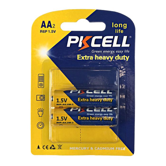 Комплект з 20 батарейок PKCELL Extra Heavy Duty AA R6P 1.5V по 2шт./блістер