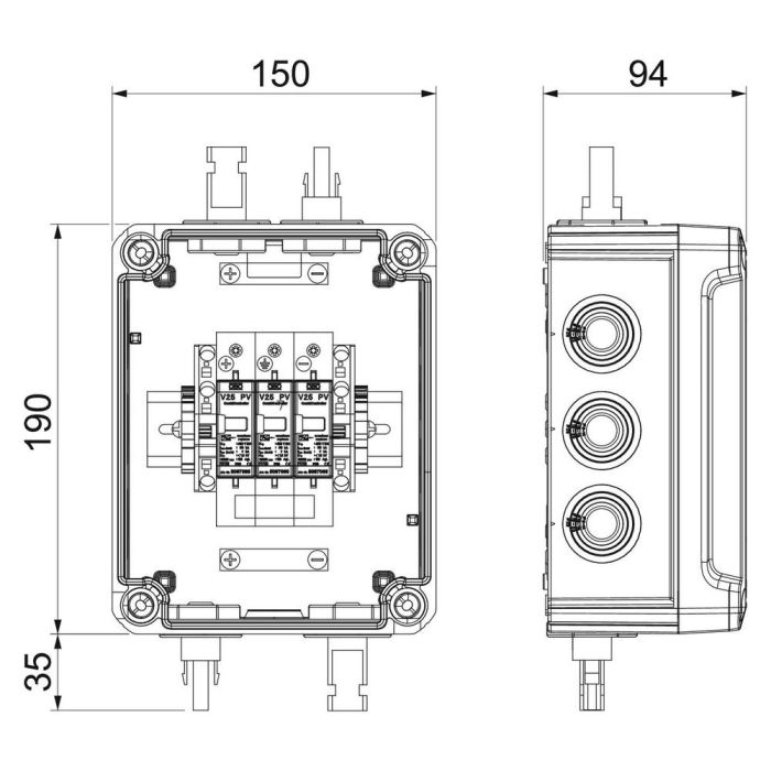 Коробка підключення генератора Тип І+II зі штекером MC4 для WR з 1 MPP трекером, 900V DC (5088564)