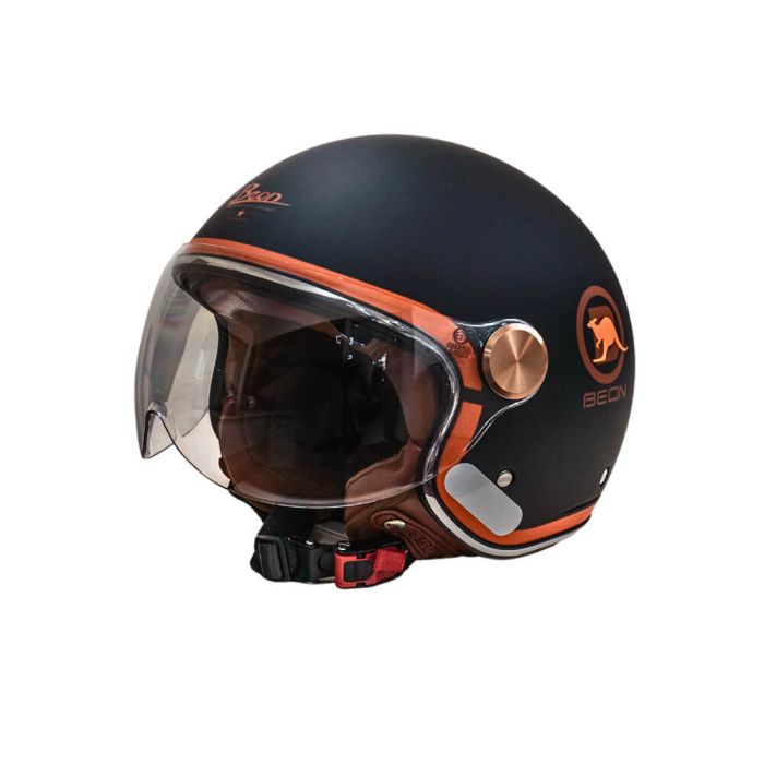 Мотошолом відкритий Beon B-120 31-kangaroo MATT BLACK/KANGAROO (матовий чорний/кенгуру), розмір XL