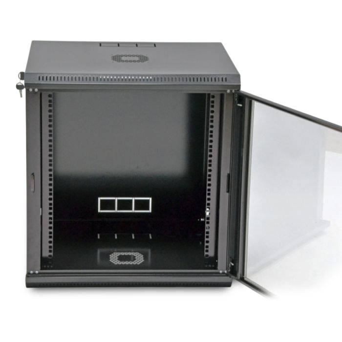 Шафа серверна SteelNet 12U 600 x 600 для мережевого обладнання (скло, чорний)