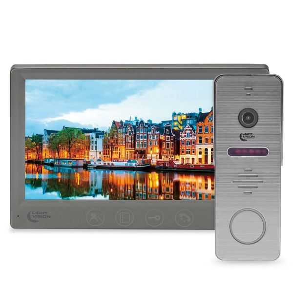 Комплект відеодомофона Light Vision: домофон 7" AMSTERDAM FHD Grey та відеопанель RIO FHD Grey