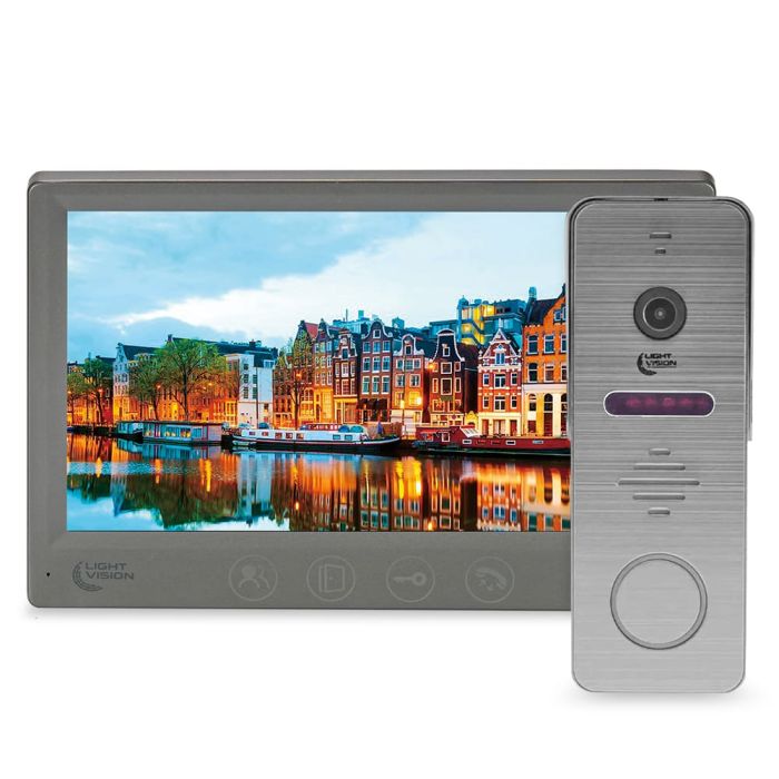 Комплект відеодомофона Light Vision: домофон 7" AMSTERDAM FHD Grey та відеопанель RIO FHD Grey