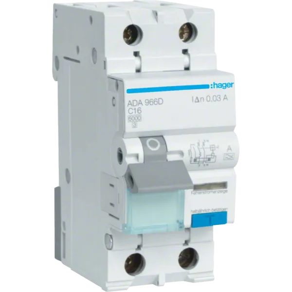 Hager ADA966D Дифавтомат 1P+N, 6kA, C-16A, 30mA, A