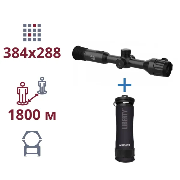 AGM Adder TS35-384 + LifeSaver Liberty Black Акція тепловізор та портативний очісник води