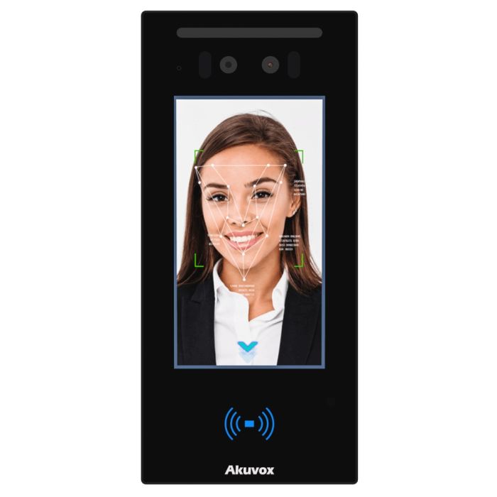 IP-панель виклику Akuvox E16C з біометричним терміналом розпізнавання облич (в масці), температури тіла та зчитувачем RFID карт