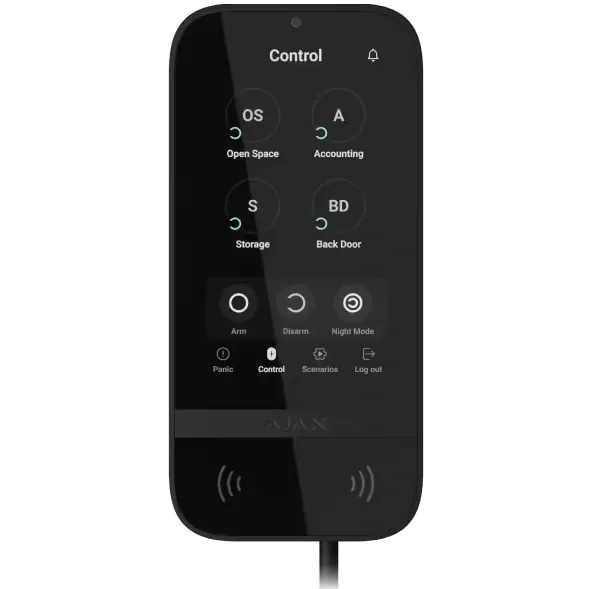 Ajax KeyPad TouchScreen Fibra black дротова сенсорна Клавіатура