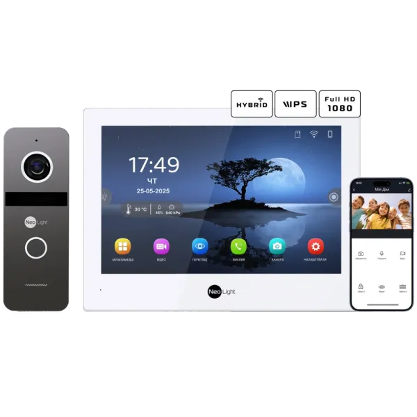 Neolight ALPHA Hybrid + SOLO IP Graphite з кутком, PoE адаптер для панелі виклику Комплект відеодомофону