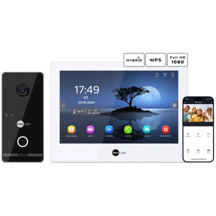 Neolight ALPHA Hybrid + OPTIMA IPW Black Комплект відеодомофону