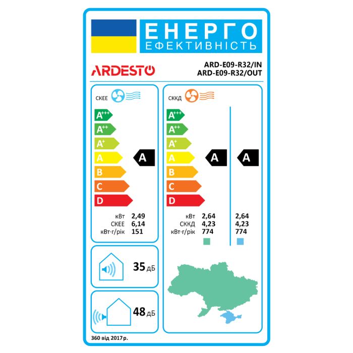 Кондиціонер Ardesto ARD-E09-R32 On/Off до 25 м2