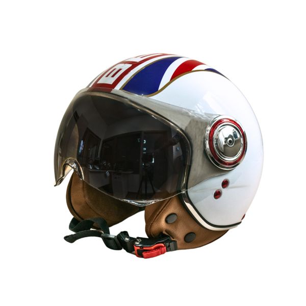 Мотошолом відкритий Beon B-110B FLAG SHINY WHITE/RED/BLUE (глянець білий/червоний/синій), розмір XL