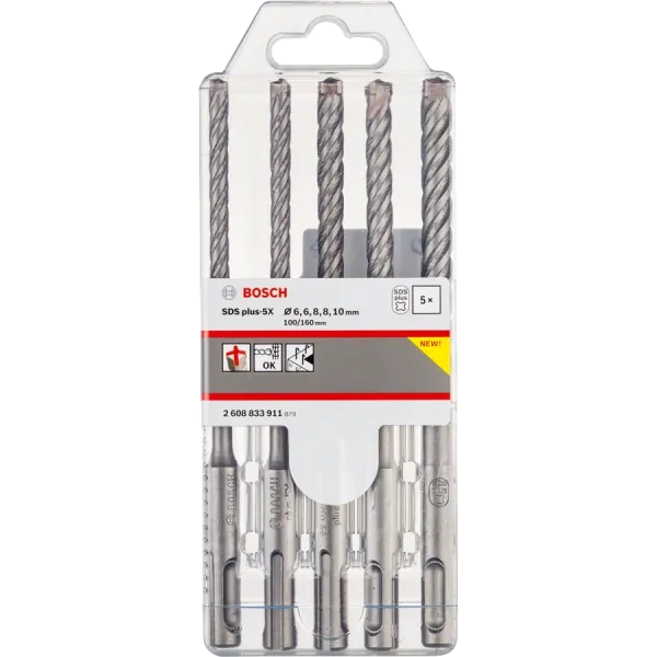 SDS plus-5X 6/6/8/8/10 Набір бурів по бетону