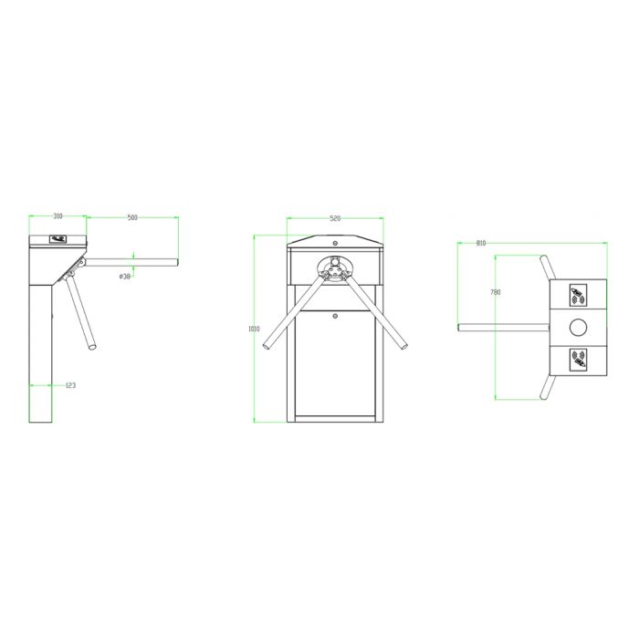 Турнікет-трипод ZKTeco TS1022 Pro з контролером, зчитувачем відбитку пальця і RFID карт