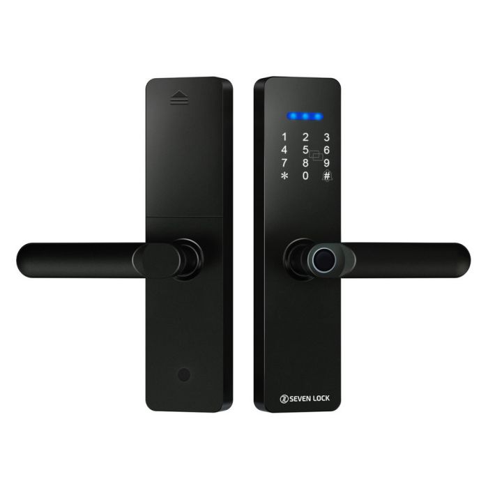 Розумний дверний біометричний замок SEVEN LOCK SL-7740BF black (врізна частина 5050)