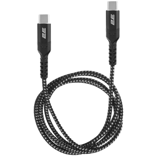2E Type-C USB-C > USB-C Кабель заряджання/синхронізації 1м 240Вт плетений чорний
