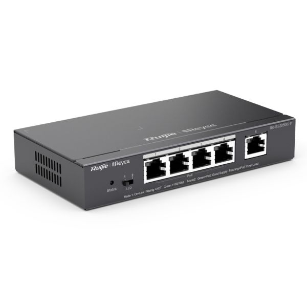 РоЕ-комутатор Ruijie Reyee RG-ES205GC-P 5-портовий гігабітний інтелектуальний