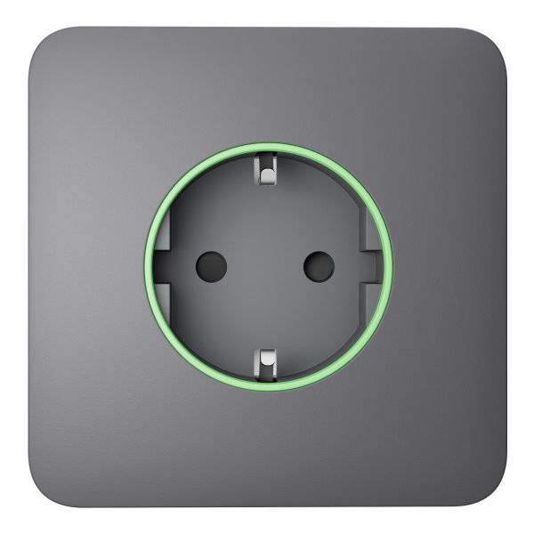Розумна вбудована розетка з функцією моніторингу споживання електроенергії Ajax Outlet [type F] Jeweller Grey