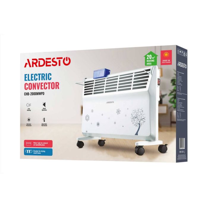 Конвектор електричний Ardesto CHB-2000MWPD 2000 Вт, 20 м2, відкритий нагрів.елемент, IP20, мех.управління