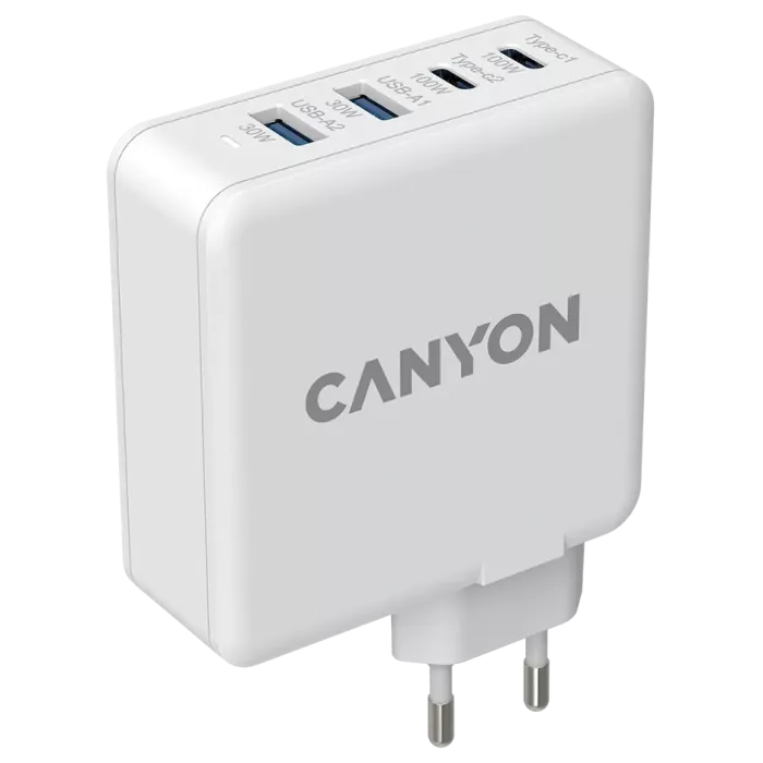 Canyon H-65 white (GAN 100W) Мережевий зарядний пристрiй