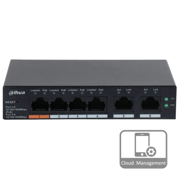 Dahua DH-CS4006-4GT-60 PoE Комутатор 4 порти керований